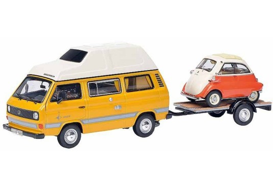 1/43 VOLKSWAGEN T3 Westfalia Joker + Remorque + BMW Isetta VOLKSWAGEN