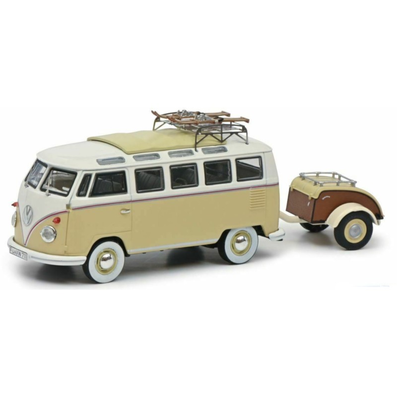 1/43 VOLKSWAGEN Combi T1 Westfalia + Remorque + skis VOLKSWAGEN
