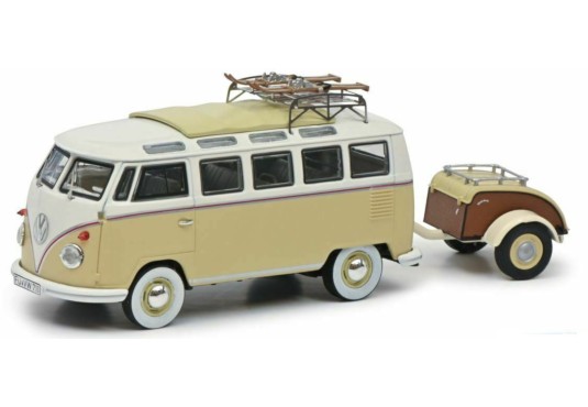 1/43 VOLKSWAGEN Combi T1 Westfalia + Remorque + skis VOLKSWAGEN