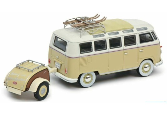 1/43 VOLKSWAGEN Combi T1 Westfalia + Remorque + skis VOLKSWAGEN