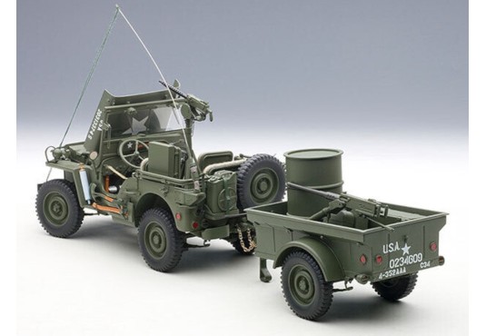 1/18 JEEP Willys + Remorque + Accessoires