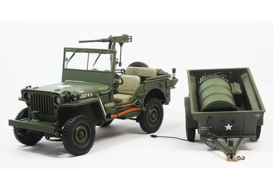 1/18 JEEP Willys + Remorque + Accessoires