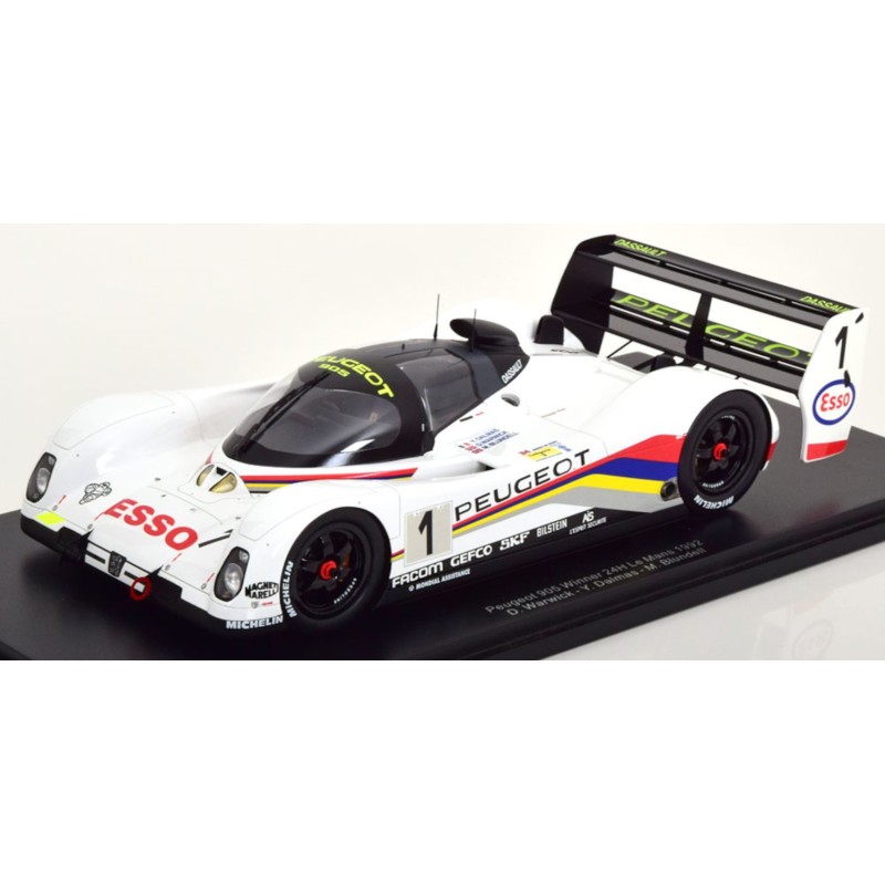 1/18 PEUGEOT 905 Evo 1 Bis N°1 Le Mans 1992 + Vitrine