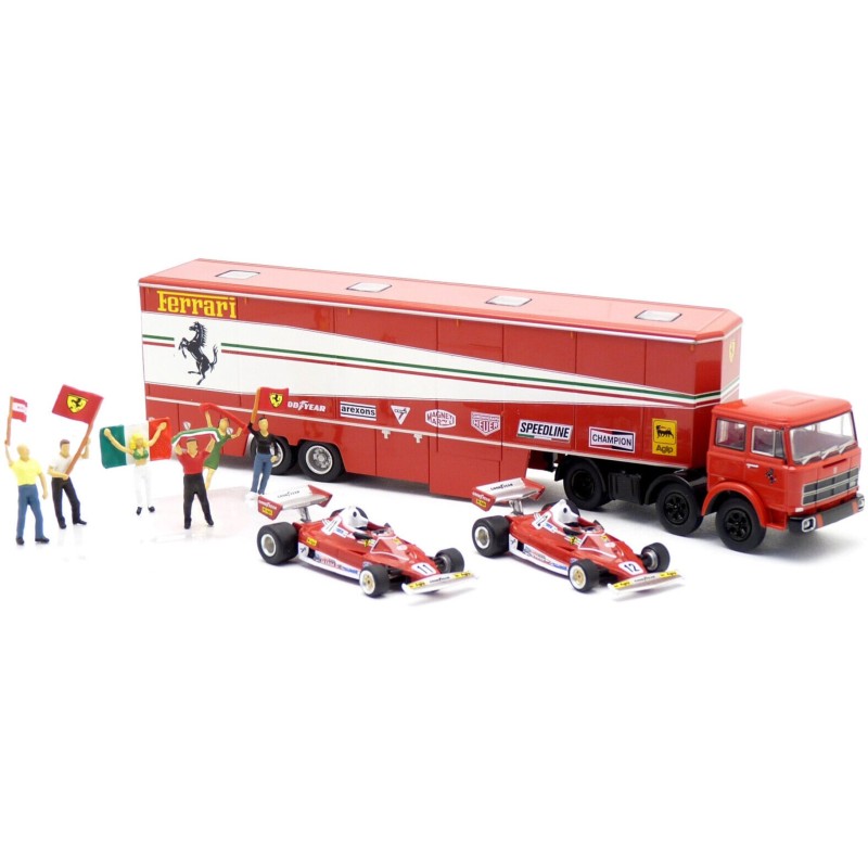 1/87 FIAT 691 T Transporteur FERRARI + 2 Ferrari 312 T2 F1 + 6 Personnages