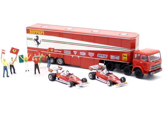 1/87 FIAT 691 T Transporteur FERRARI + 2 Ferrari 312 T2 F1 + 6 Personnages