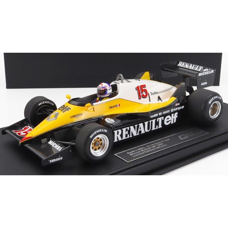 1/18 RENAULT RE40 N°15 Grand Prix British 1983 + Pilote + Vitrine