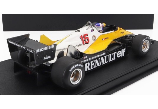 1/18 RENAULT RE40 N°15 Grand Prix British 1983 + Pilote + Vitrine