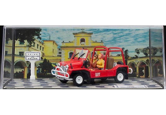 1/43 MINI Moke + 2 Personnages + 1 bagage + 1 Panneau 1964