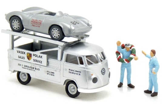 1/87 VOLKSWAGEN T1b Transporteur + Porsche 550 Spyder + 2 Pilotes