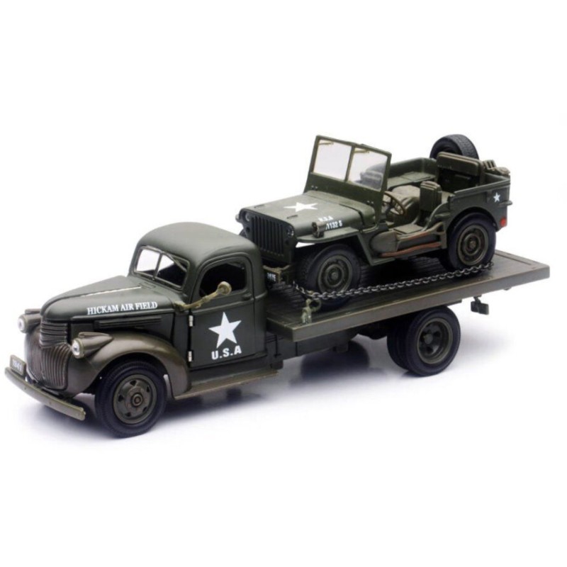 1/32 CHEVROLET Militaire Plateau 1941 + Jeep Willys
