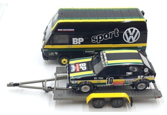 1/18 VOLKSWAGEN LT35 + VW Golf GTI MKI N°10 Tour de France Auto 1981 + Remorque