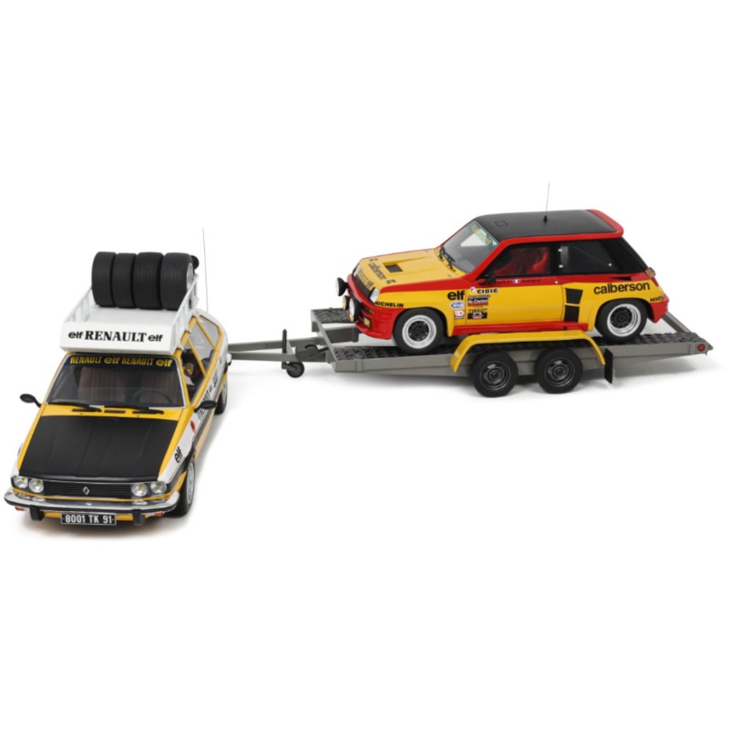 1/18 RENAULT 30 Assistance + RENAULT 5 Turbo N°4 Tour de Corse 1980 + Remorque