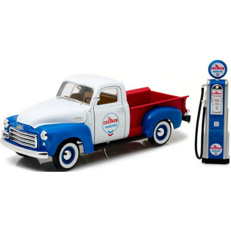 1/18 GMC 150 Pick Up "Chevron" + Pompe à essence Chevron 1950 GMC 1/18 GMC 150 Pick Up "Chevron" + Pompe à essence Chevron 1950 GMC